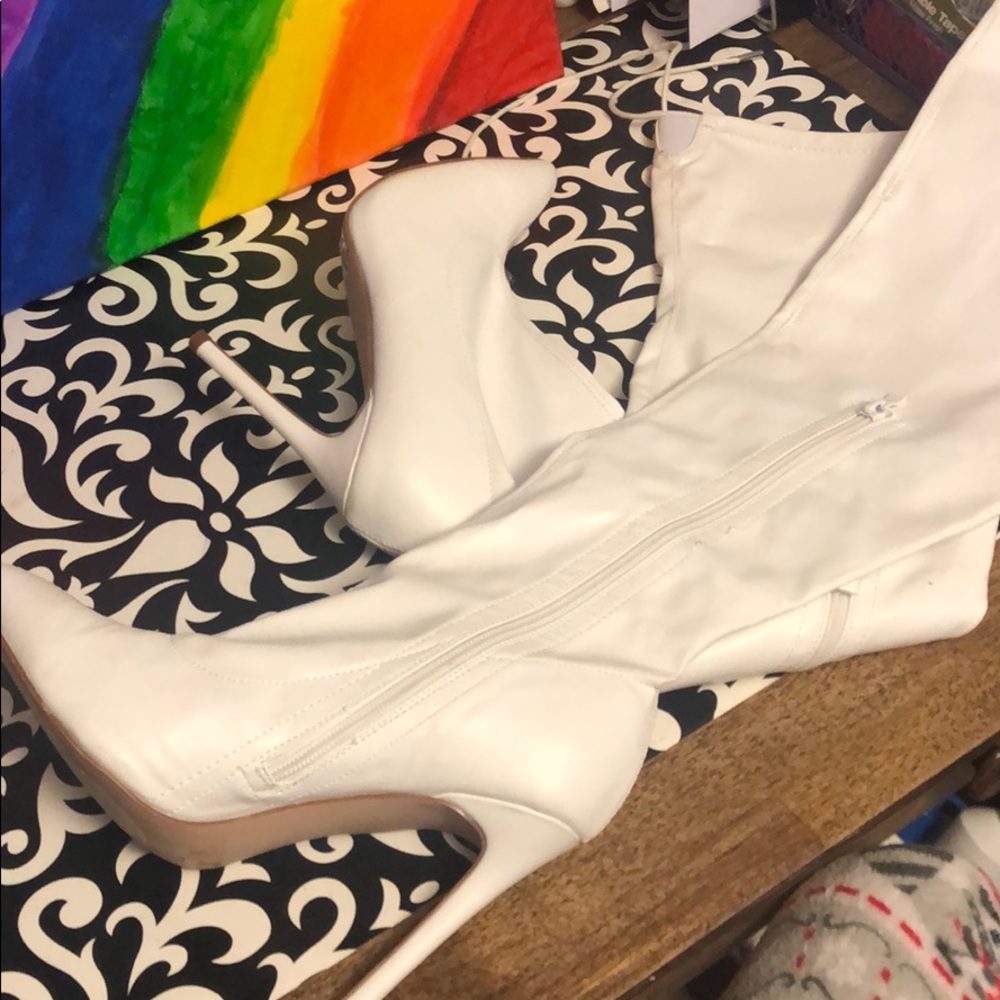 White boots with heels